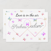 modern flying butterflies heart 招待状 (正面/裏面)