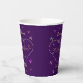 modern flying butterflies heart  紙コップ (左)