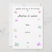 modern flying butterflies heart invitation 招待状 (裏面)