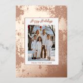 Modern Foil Christmas Card Template Holiday White 箔シーズンカード (正面)