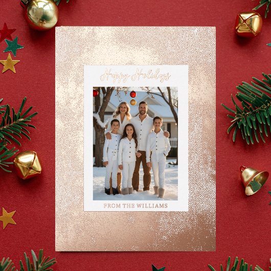 Modern Foil Christmas Card Template Holiday White 箔シーズンカード