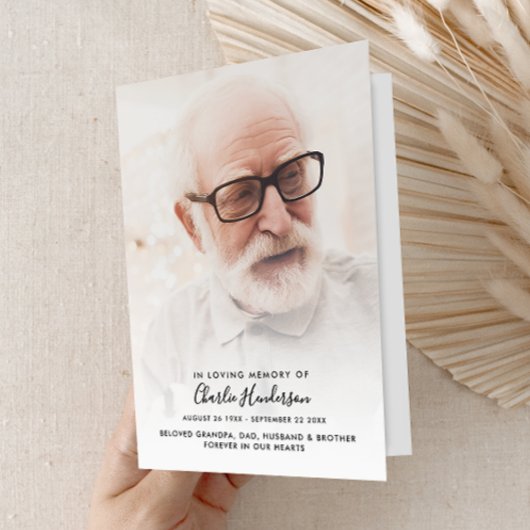 Modern Folded 4-Page 1-Photo Celebration of Life プログラム