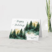 Modern Folded Business Green Gold Christmas シーズンカード (正面)