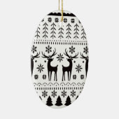 Modern Folk Art Christmas Reindeer セラミックオーナメント (右)