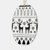 Modern Folk Art Christmas Reindeer セラミックオーナメント (左)