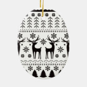 Modern Folk Art Christmas Reindeer セラミックオーナメント (裏面)