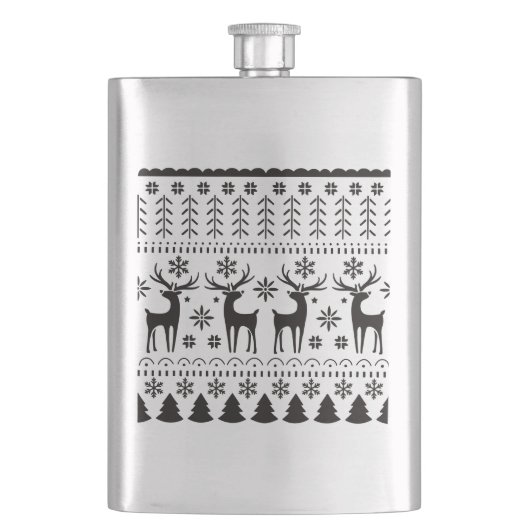 Modern Folk Art Christmas Reindeer フラスク (正面)