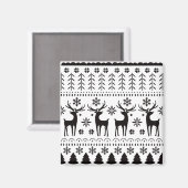 Modern Folk Art Christmas Reindeer マグネット (正面/裏面)