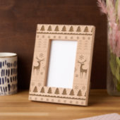 Modern Folk Art Christmas Reindeer レーザー彫刻フレーム (左)