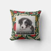 Modern Folk Art Floral Pet Photo Christmas Holiday クッション (正面)