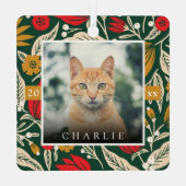 Modern Folk Art Floral Pet Photo Christmas Holiday メタルオーナメント (裏面)