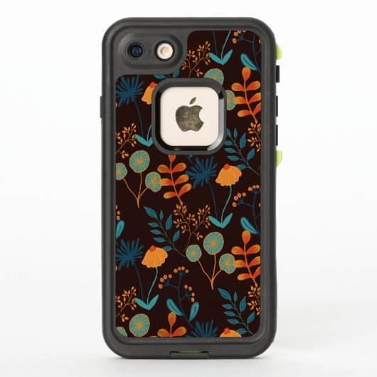 Modern Folk Botanical w/ Dark Chocolate Background LifeProof iPhoneケース (裏面)