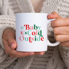 Modern Font Boho Baby It's Cold Outside Christmas ツートーンマグカップ