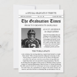 Modern Football Player Newspaper Photo Graduation 招待状