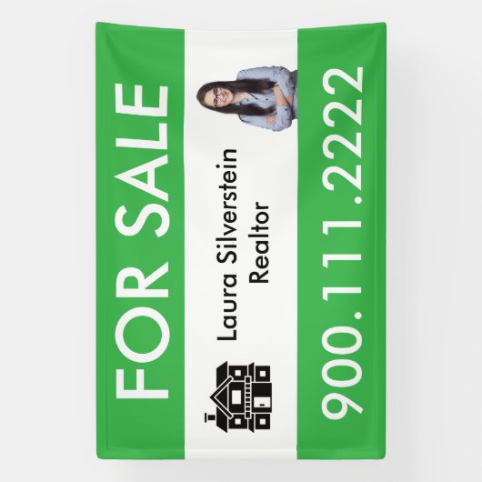 Modern For Sale Real Estate Agent Customizable 横断幕 (縦)