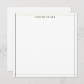 Modern Forest Green Geometric Stationery Square ノートカード (正面/裏面)