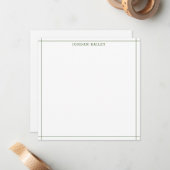Modern Forest Green Geometric Stationery Square ノートカード (正面/裏面インサイチュ)