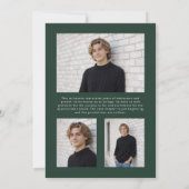 Modern Forest Green Gold Photo Graduation 招待状 (裏面)