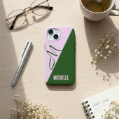 Modern Forest Green & Soft Pink Two Tone Monogram Case-Mate iPhoneケース