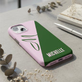 Modern Forest Green & Soft Pink Two Tone Monogram Case-Mate iPhoneケース