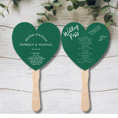 Modern Forest Green Wedding  Program Hand Fan ハンドファン