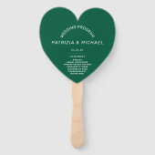 Modern Forest Green Wedding Program Hand Fan ハンドファン (正面)