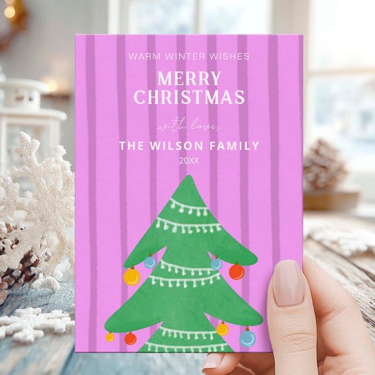 Modern Forest Holiday Photo Card 招待状