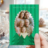 Modern Forest Holiday Photo Card 招待状