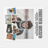 Modern Forever Missed Memorial Photo Collage フリースブランケット (正面(横))