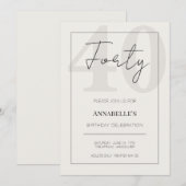 Modern Forty 40th Birthday Celebration 招待状 (正面/裏面)