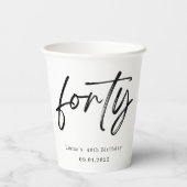 Modern Forty Script 40th Birthday Paper Cups 紙コップ (裏面)
