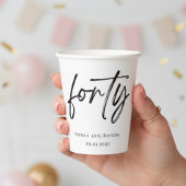Modern Forty Script 40th Birthday Paper Cups 紙コップ
