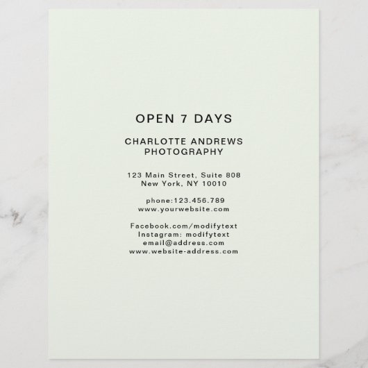 Modern Foto Preisliste (裏面)