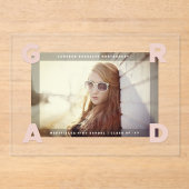 Modern Four Corners GRAD Simple Photo Graduation アクリル招待状 (正面)