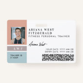 Modern Four Photo Collage Personal Trainer Fitness バッジ (正面)