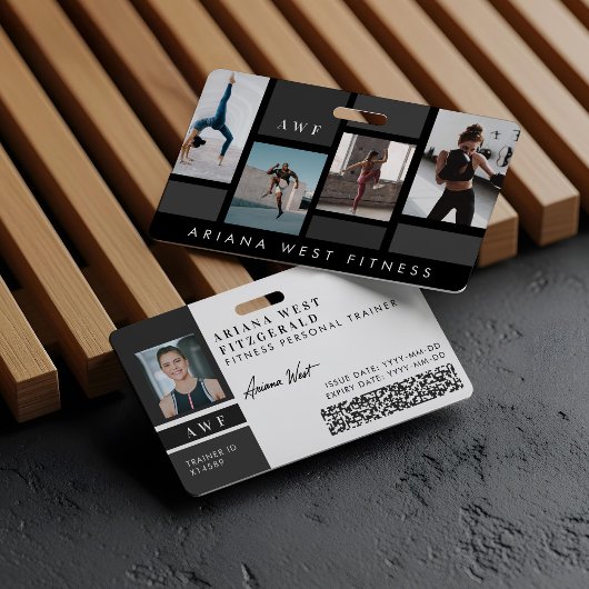 Modern Four Photo Collage Personal Trainer Fitness バッジ