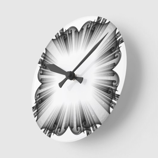 Modern Fractal Burst Wall Clock - Abstract Mono ラウンド壁時計 (傾斜)