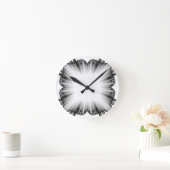 Modern Fractal Burst Wall Clock - Abstract Mono ラウンド壁時計 (ホーム)