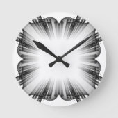 Modern Fractal Burst Wall Clock - Abstract Mono ラウンド壁時計 (正面)