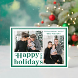 Modern Framed Happy Holidays Two Photo