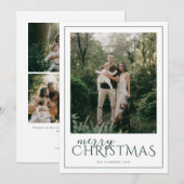 Modern Framed Merry Christmas Photo Collage シーズンカード (正面/裏面)