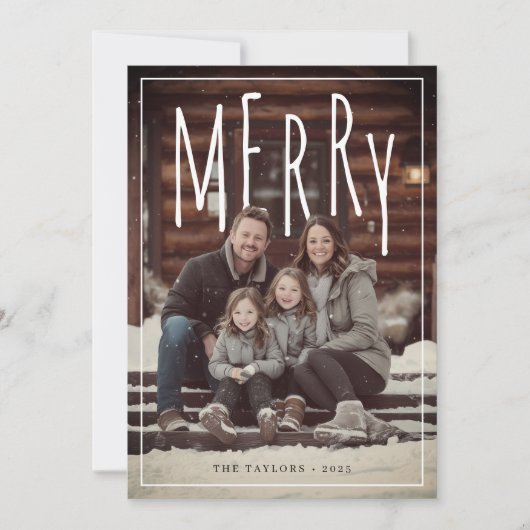 Modern Framed Merry Holiday Photo Card シーズンカード (正面)