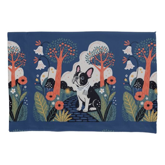 Modern French bulldog dog  枕カバー (正面)