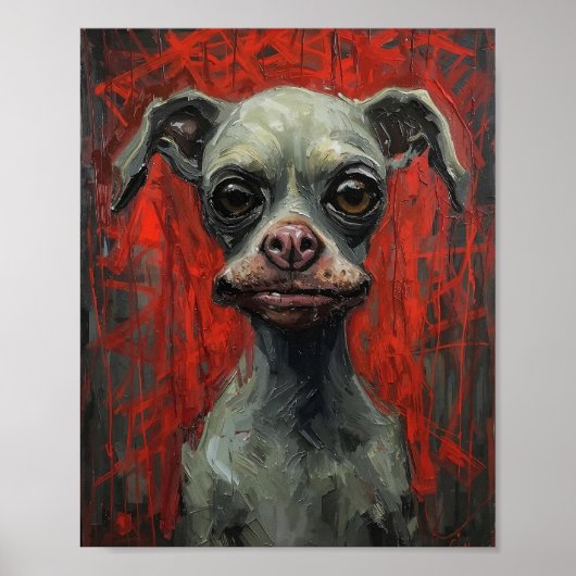 Modern French Bulldog Expressionist Art Poster ポスター (正面)