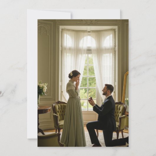 Modern French Victorian Sage Green Wedding Photo 招待状 (裏面)