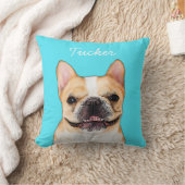 Modern Frenchie Bulldog Illustration | Add Name  クッション (ブランケット)