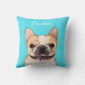 Modern Frenchie Bulldog Illustration | Add Name  クッション (裏面)