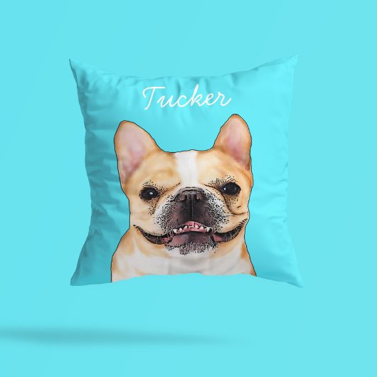 Modern Frenchie Bulldog Illustration | Add Name  クッション