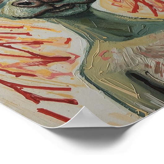 Modern Frenchie Expressionist Art ポスター (角)