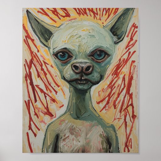 Modern Frenchie Expressionist Art ポスター (正面)